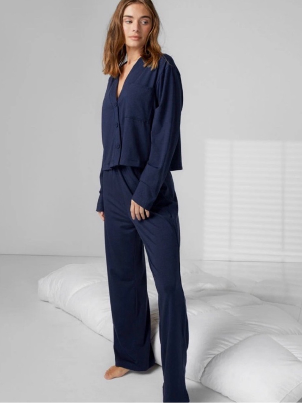 NEW LUNYA Slumberknit™ Long Sleeve Pant Set | Deep Blue Sz: XL